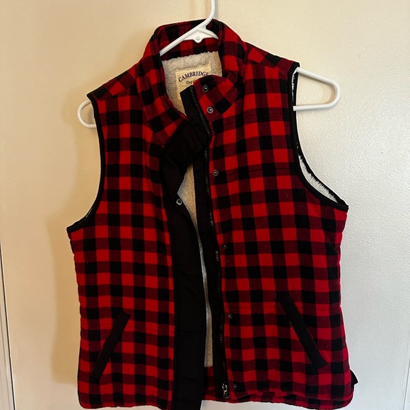 Cambridge Dry Goods Red and Black Plaid Vest - Picture 1 of 4